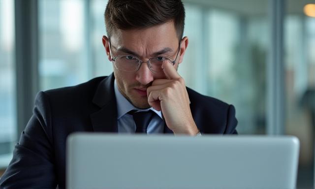 Person looking confused at a legal document on a laptop